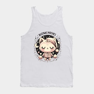 Starry Night Kawaii Cat Tank Top